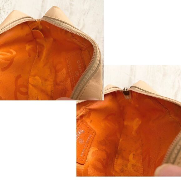 CHANEL CC Cambon line leather pouch Beige/orange - Picture 14 of 15